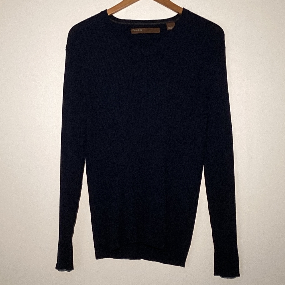 Perry Ellis V-Neck Navy Blue Knit Sweater